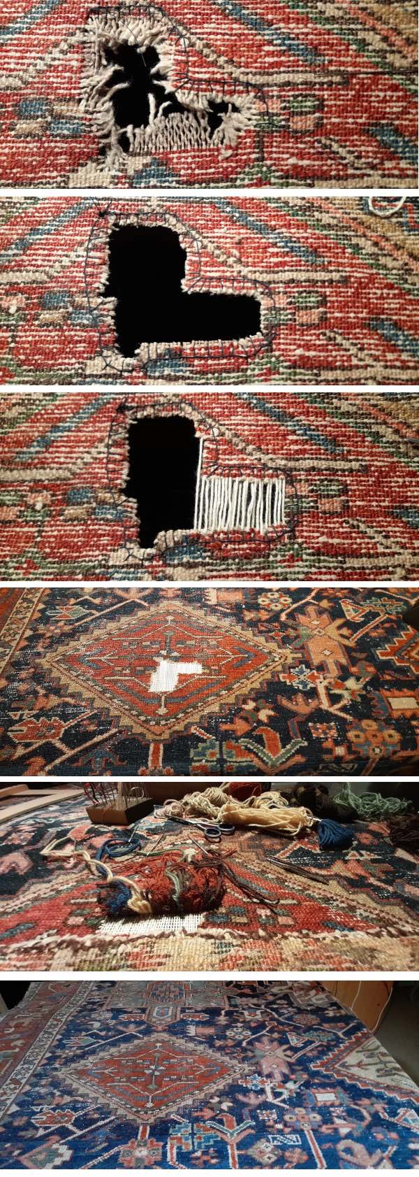Restauratie, reparatie perzisch tapijt